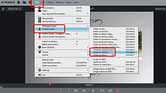 Trailer come file MP4 Esporta trailer
