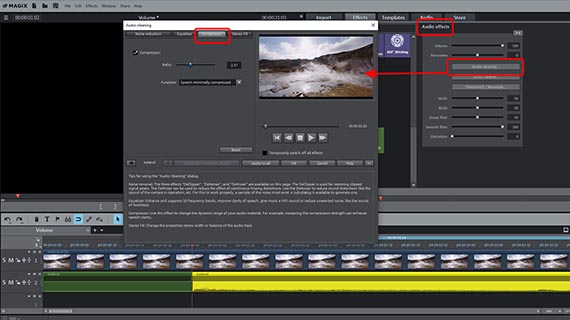 Compresseur de la boîte de dialogue Nettoyage audio Augmenter le son avec le compresseur