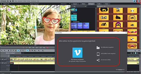Motion-Tracking-Vdeo fertigstellen Motion-Tracking-Video exportieren