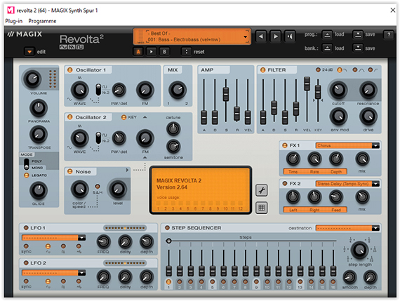 Revolta-Benutzeroberfläche MIDI-Aufnahme vom Software-Synthesizer "Revolta" abspielen lassen