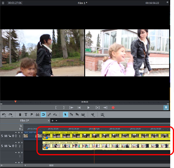 Collage vidéo avec un effet d'image dans l'image Effet d'image dans l'image avec 2 vidéos